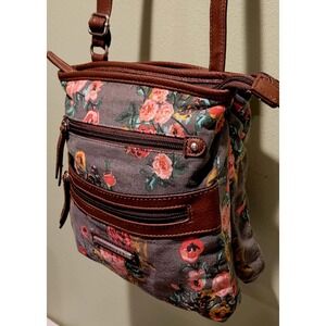 Joe Boxer Floral Canvas Multi Pocket Crossbody Bag